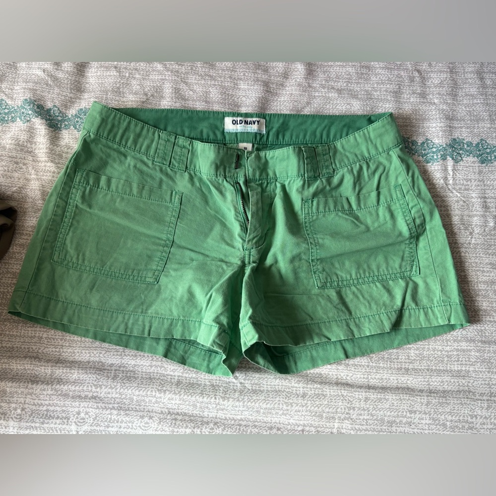 Old Navy Women's Bright Green Cotton Shorts with Front Pockets